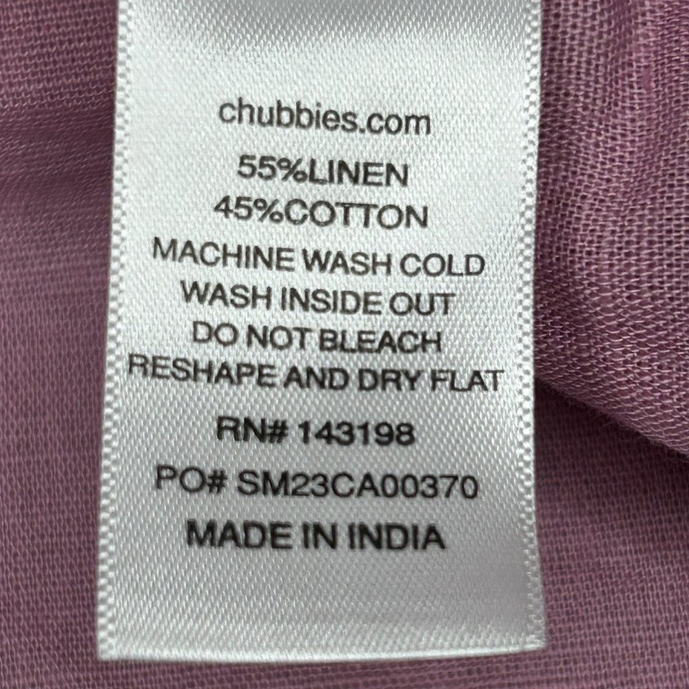 Chubbies Shirt Mens Extra Large Linen Blend Loop Collar Lavender Beach Camp XL - Picture 5 of 10